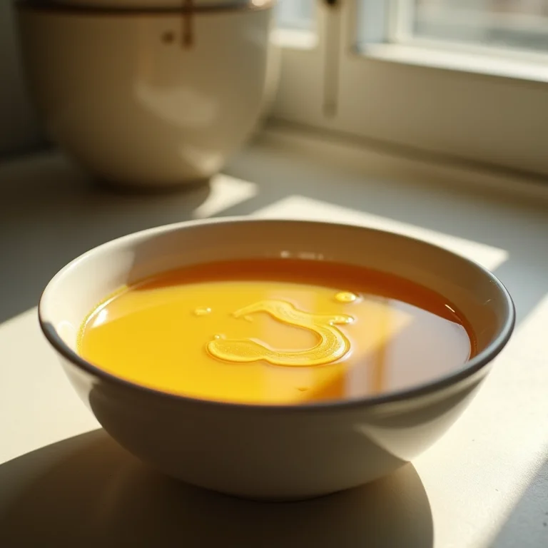 Excesso de gordura na superfície de uma sopa