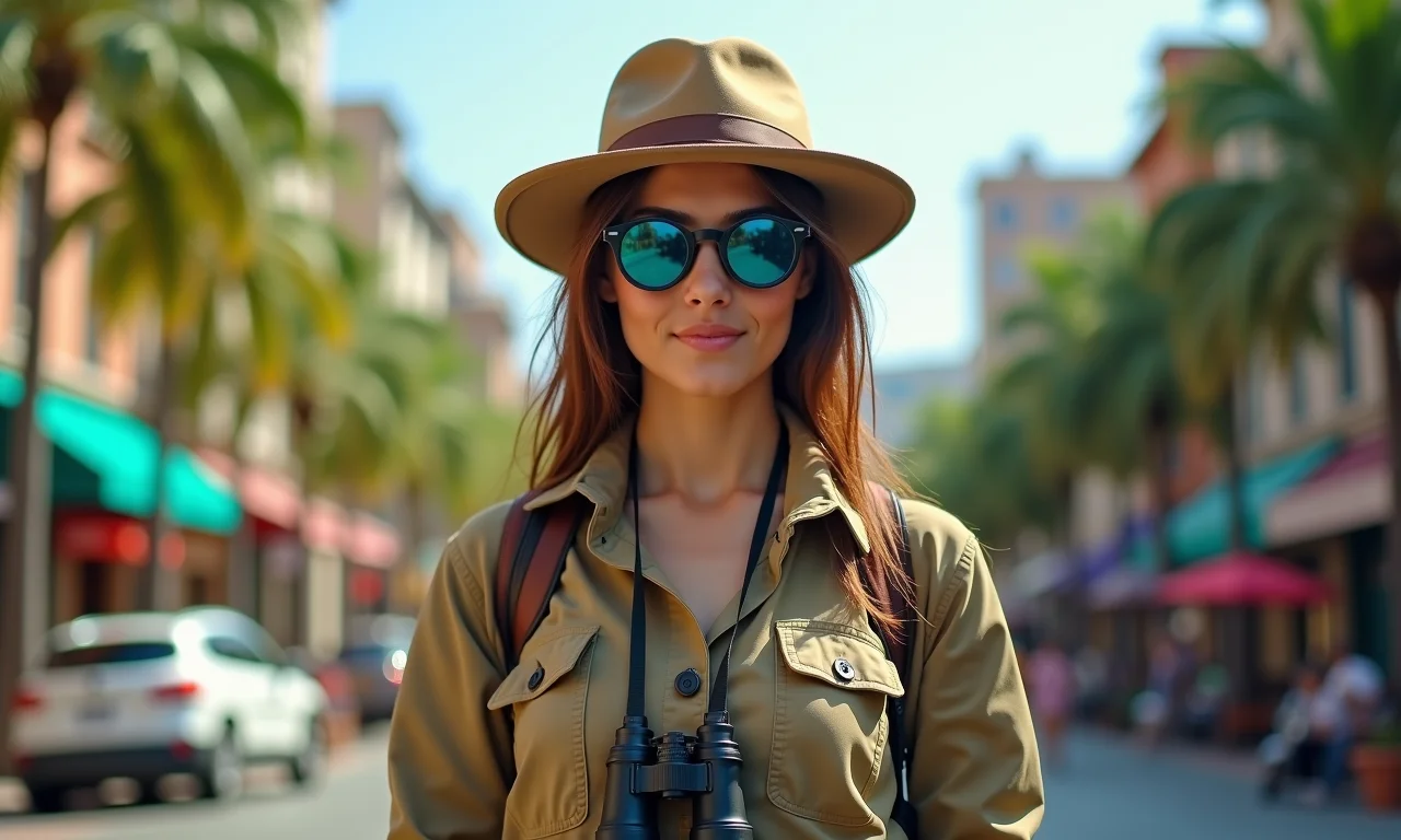 Exploradora da selva urbana no carnaval.