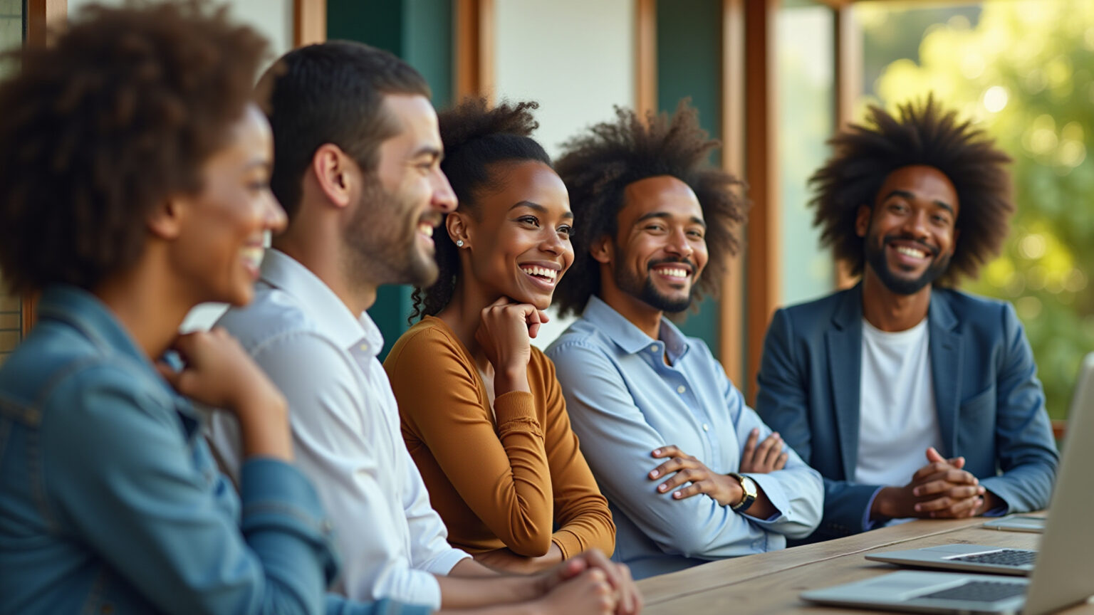 Profissionais brasileiros sorrindo, seguros com seguro de vida empresarial.