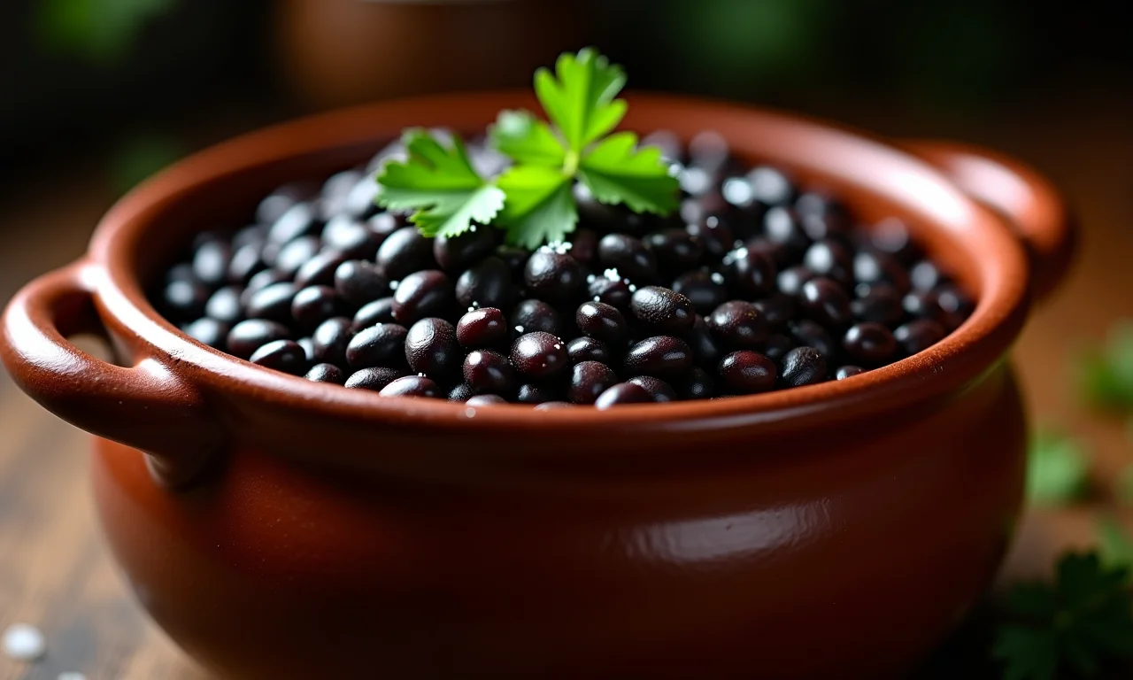 Feijão preto à brasileira temperado.