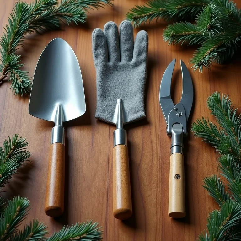 Ferramentas de jardinagem com pinus