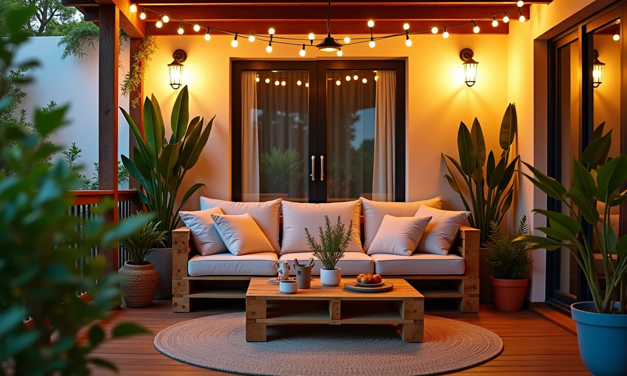 Finalizando o sofá de palete com pintura, decoração e iluminação.