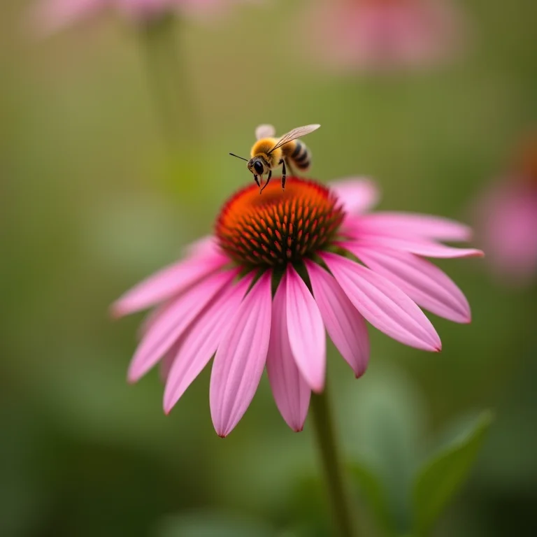Flor de cone com abelha