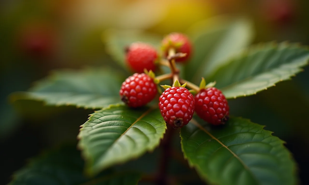 Folhas de amora com bilhete de lembrete amarrado.