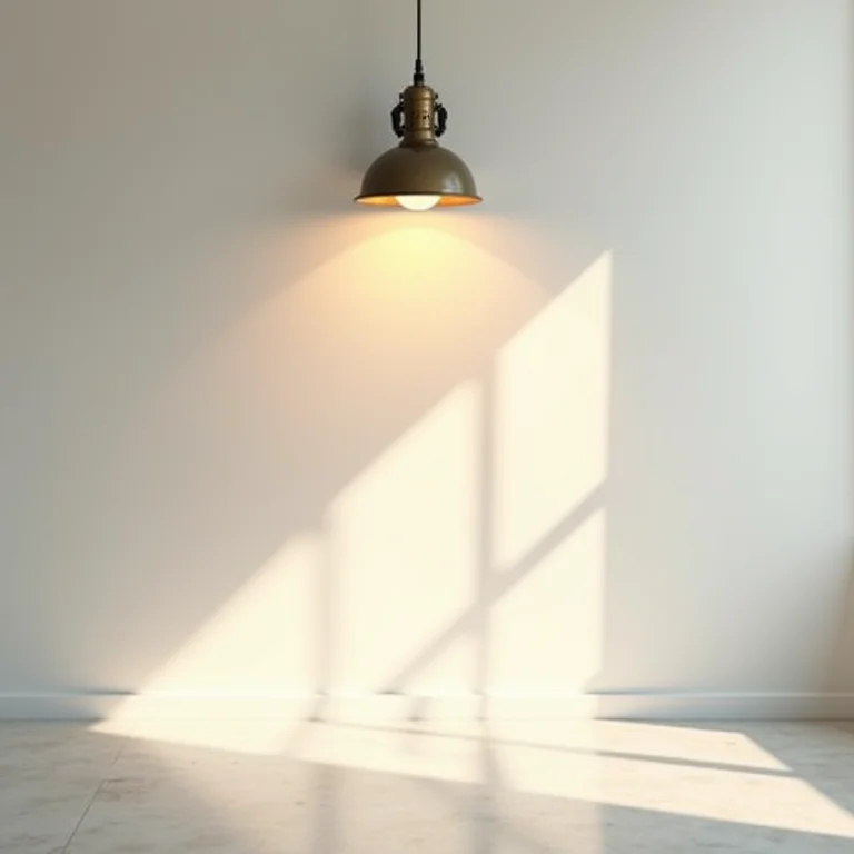 Fonte de luz criando sombras dramáticas na parede.