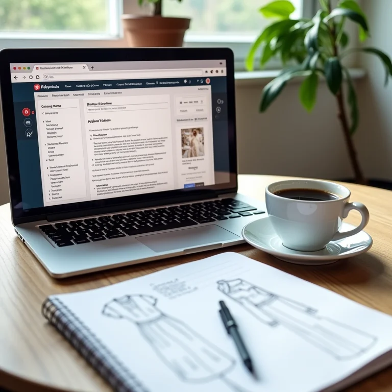 Fórum online de costura exibido em um laptop.