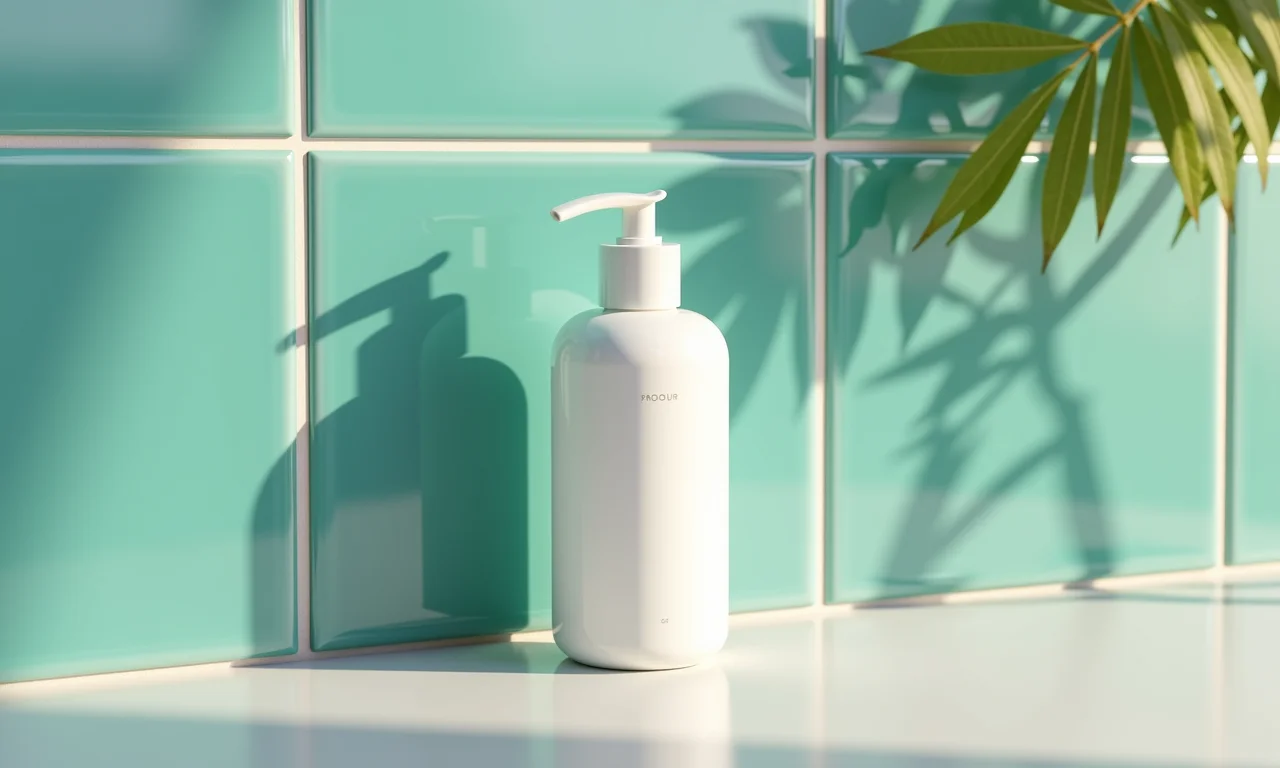 Frasco do Limpador Facial Sallve em fundo de azulejos brasileiros.