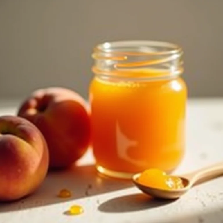 Geleia de pêssego caseira em pote de vidro