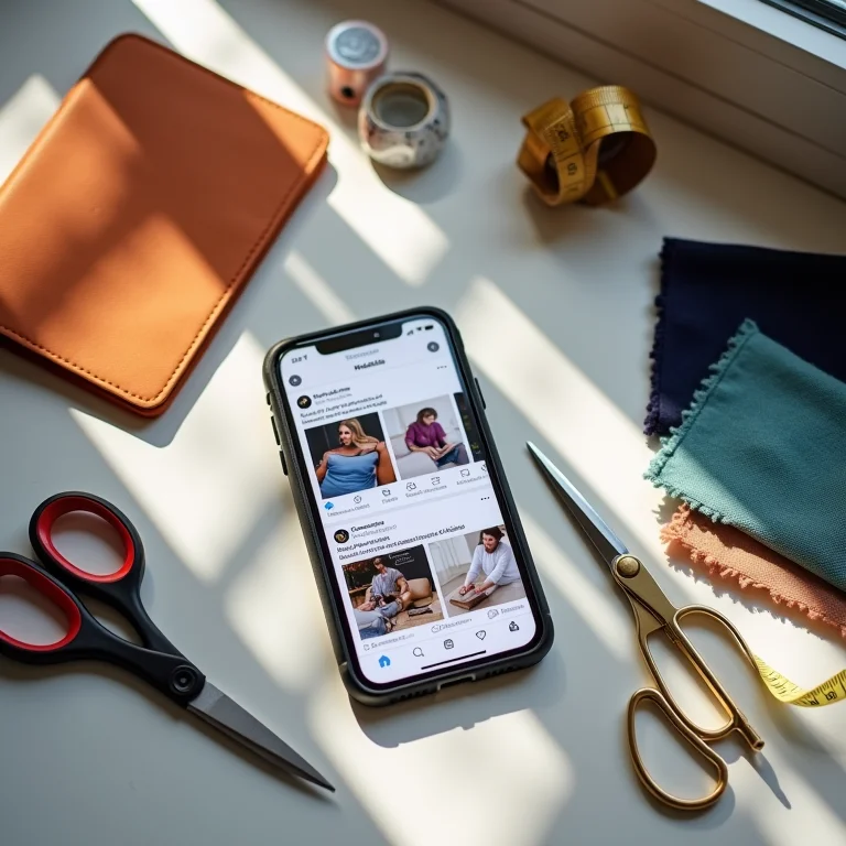 Grupo de costura no Facebook sendo exibido em um smartphone.