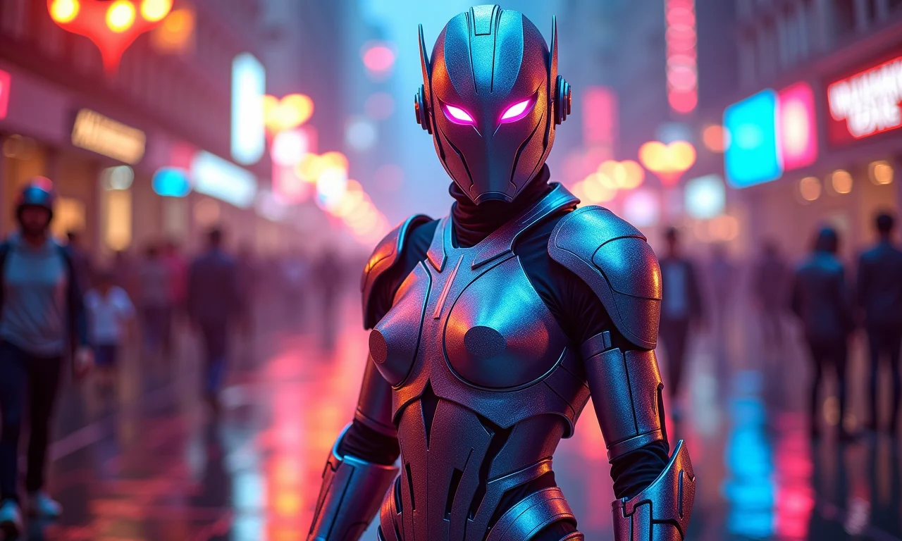 Guerreira estelar futurista no carnaval.