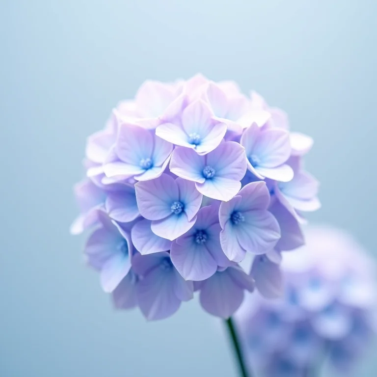 Hortênsias em tons pastel em um jardim romântico