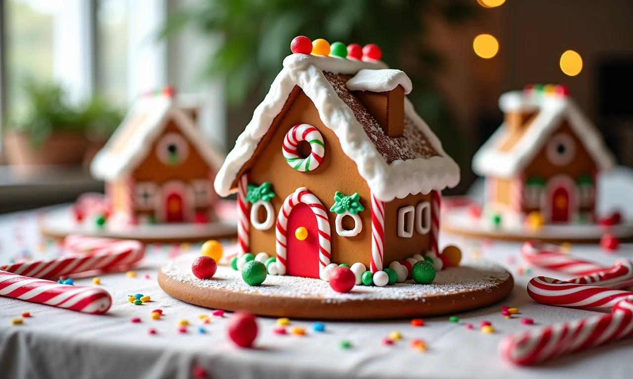 Ideias criativas para decorar a casinha de biscoito de gengibre.