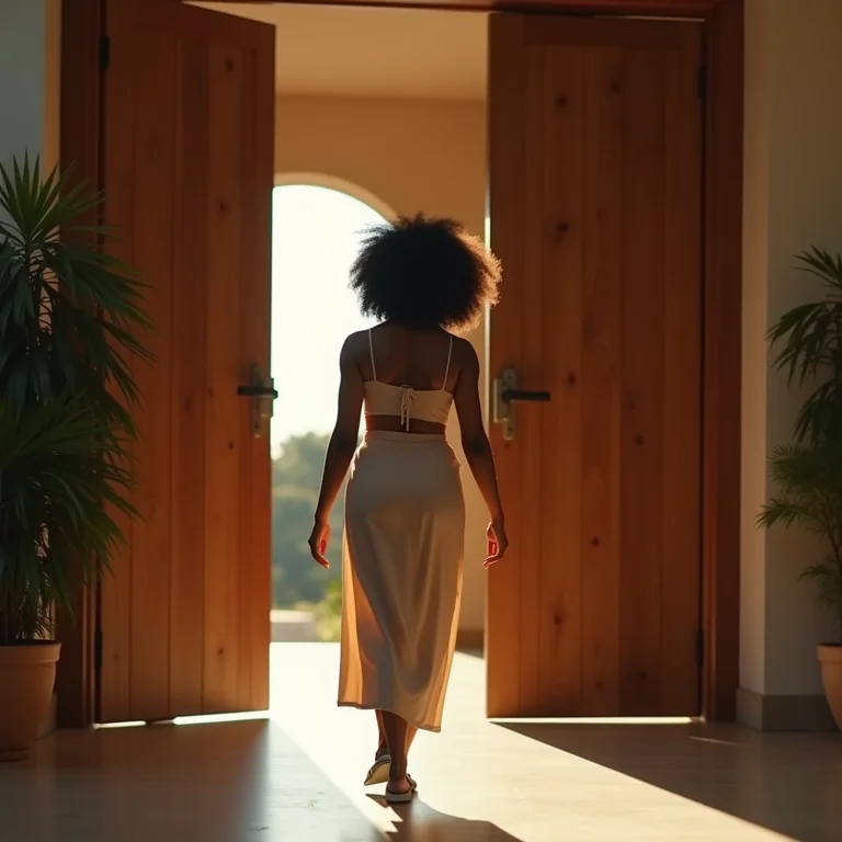 Iluminação e paisagismo valorizando porta pivotante