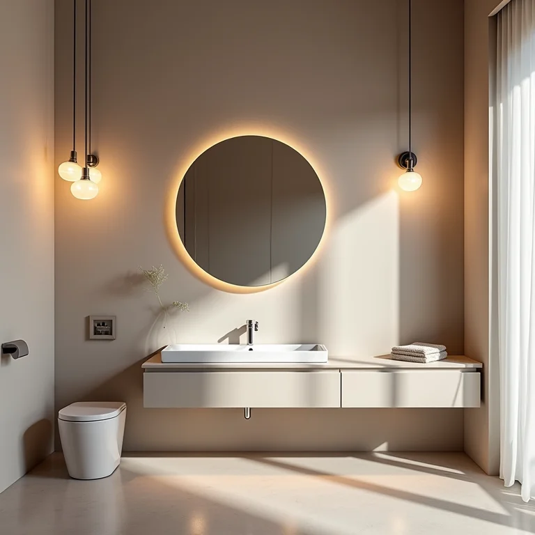 Iluminação estratégica valorizando espaço do banheiro
