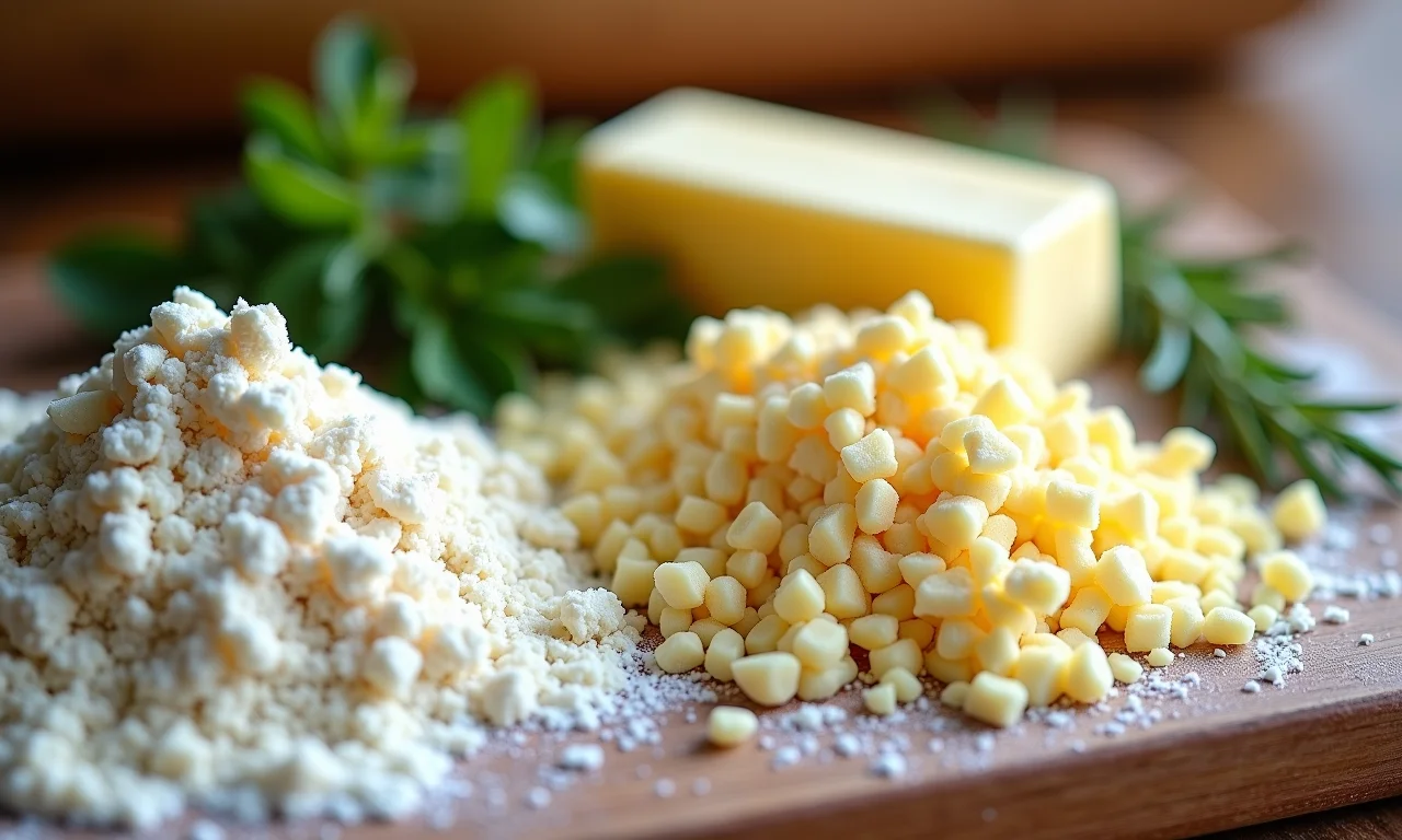 Ingredientes da farofa do crumble salgado.