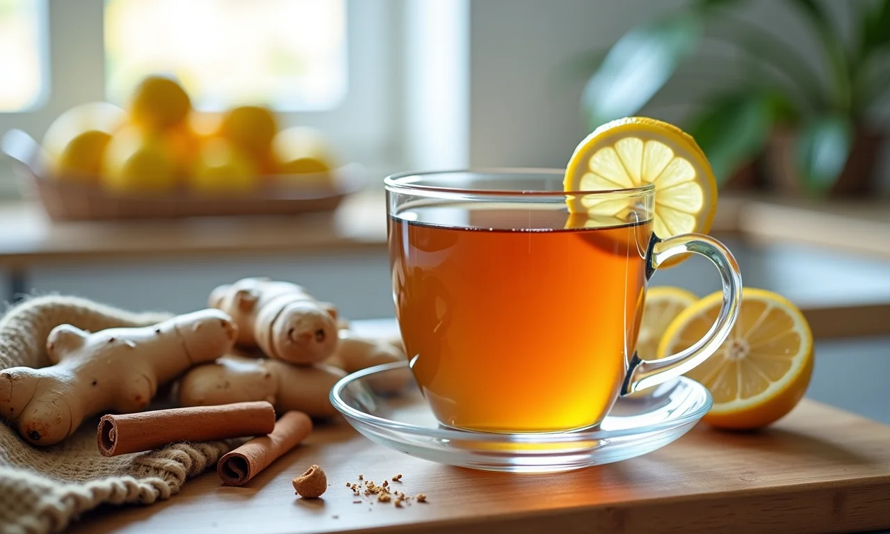 Ingredientes para o chá de canela, gengibre e limão.