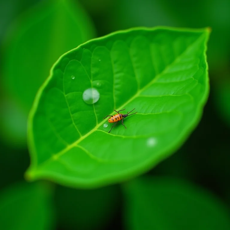 Inspeção de pragas e doenças em uma planta Fitônia.