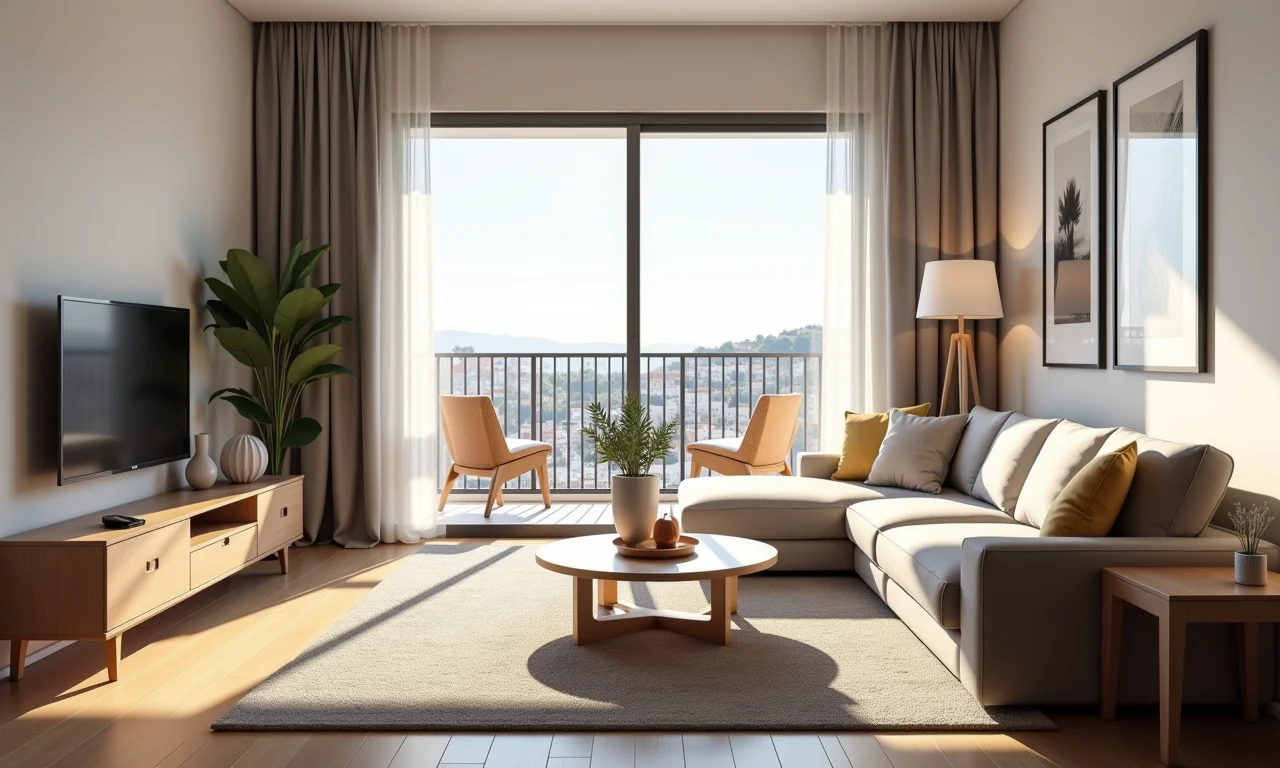 Interior de apartamento moderno e acessível em Lisboa, Portugal.