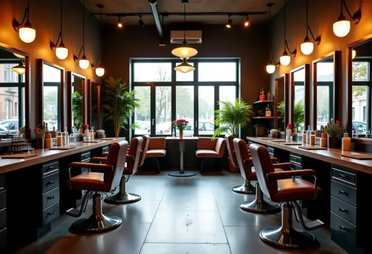 Interior de barbearia moderna com piso elegante