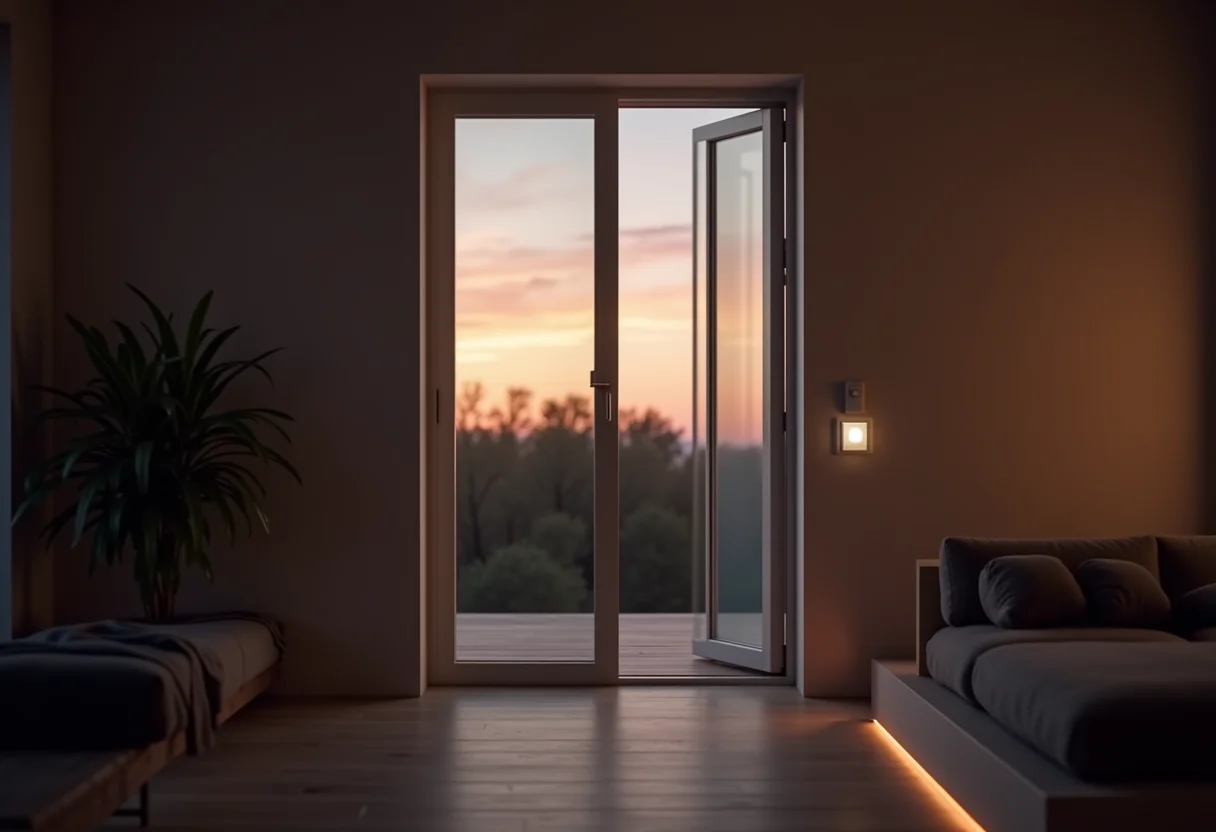 Sensor Magnético: O erro fatal que você deve evitar (urgente!) Interior de casa moderna com sensores magnéticos discretos em portas e janelas.