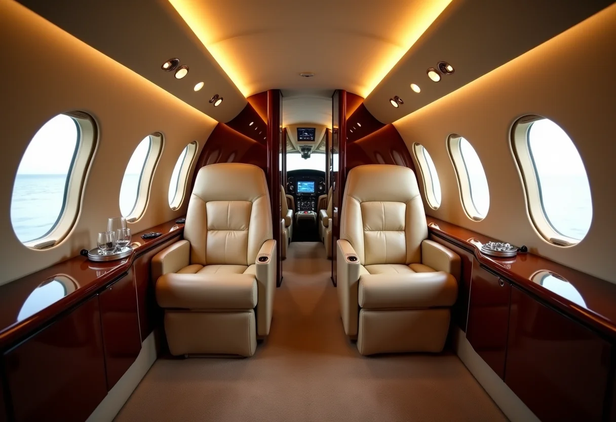 Piso para avião particular: guia definitivo para não errar na escolha Interior luxuoso de um avião particular com carpete aconchegante
