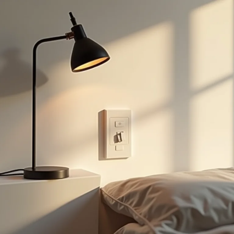 Interruptor intermediário em quarto minimalista
