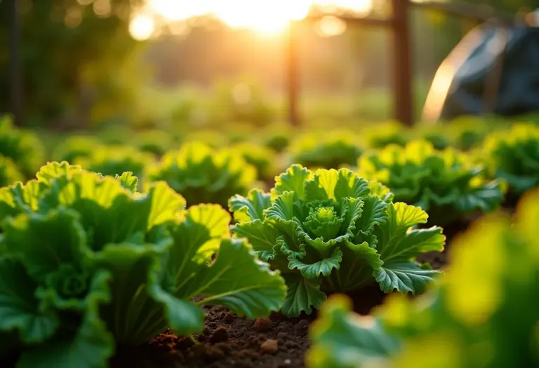 Jardim orgânico exuberante com composteira