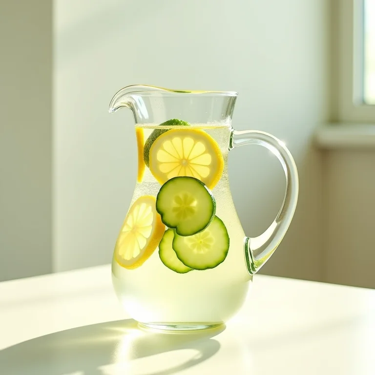 Jarra de água com limão e pepino.