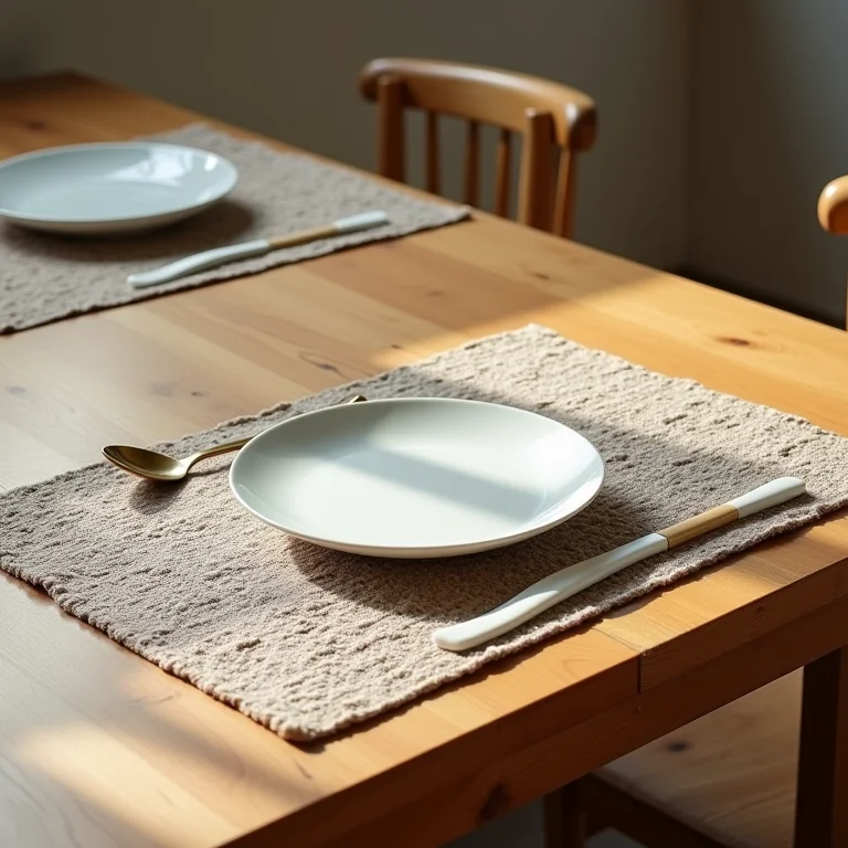 Jogo americano artesanal com padrões geométricos.