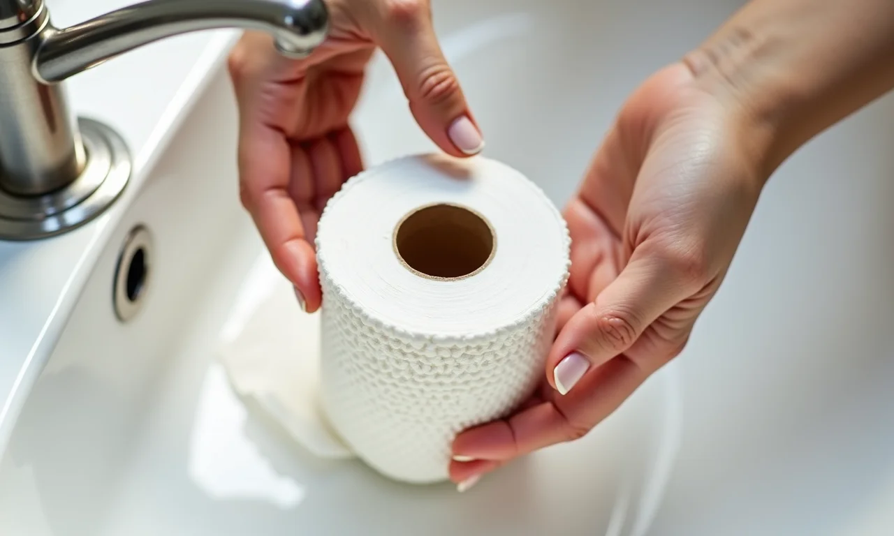 Lavando um porta papel higiênico de crochê.