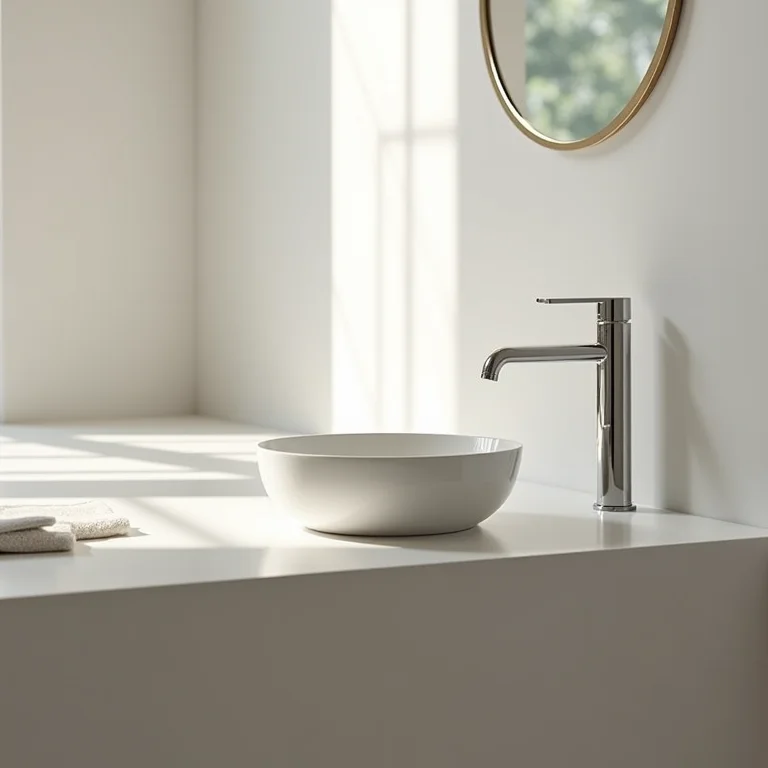 Lavatório acessível com espaço livre embaixo.