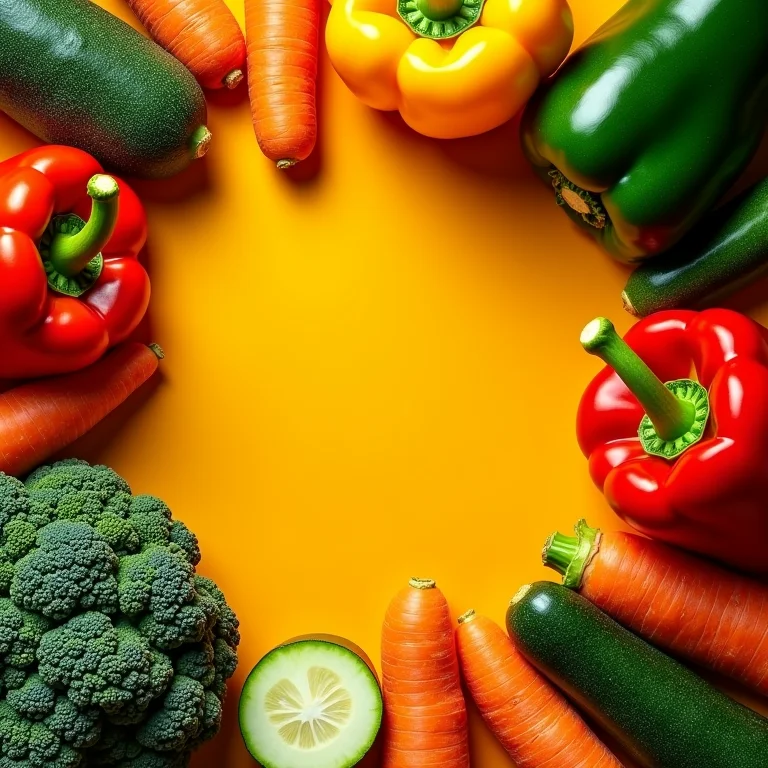 Legumes frescos e coloridos dispostos artisticamente