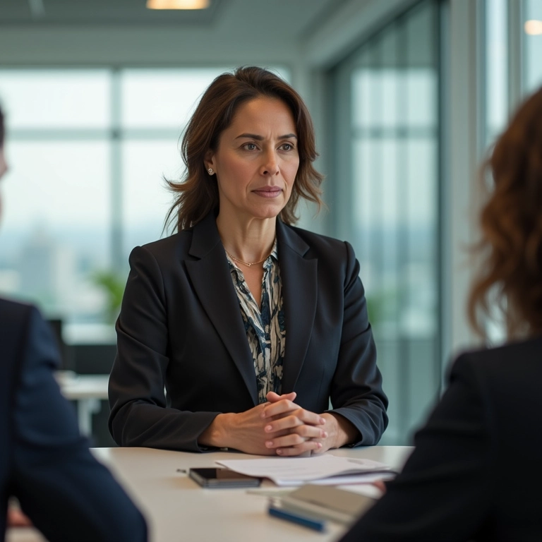 Líder brasileira conduzindo reunião sobre políticas públicas.
