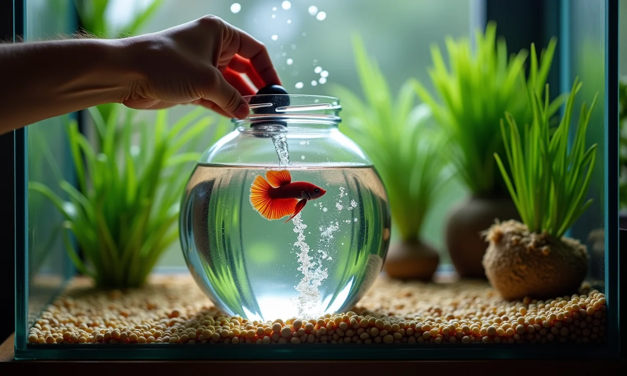 Limpando aquário do Betta.