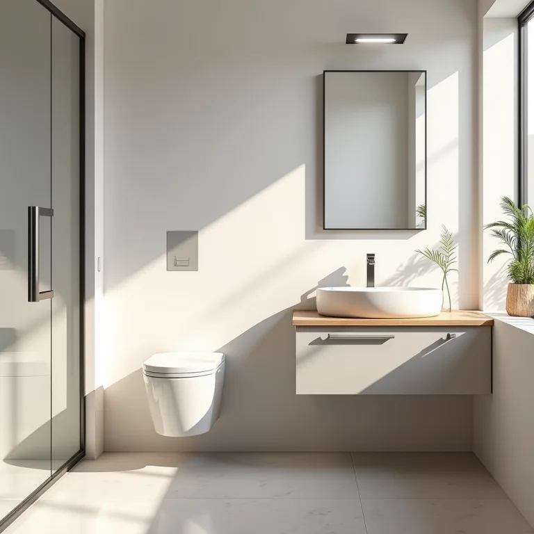 Louças e metais suspensos trazendo leveza e modernidade ao banheiro.