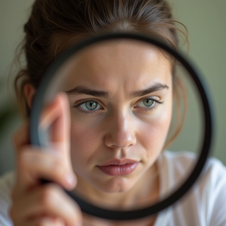 Lupa sobre produto com rótulo 'natural', revelando ingredientes derivados de animais, alertando sobre greenwashing.