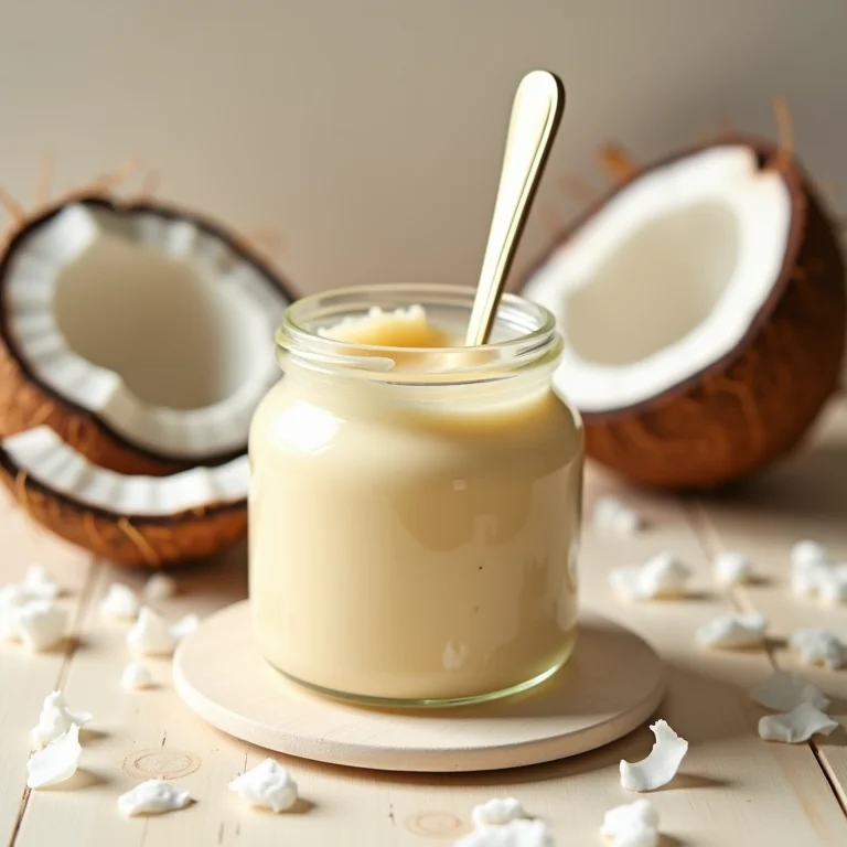 Manteiga de coco cremosa com coco fresco.