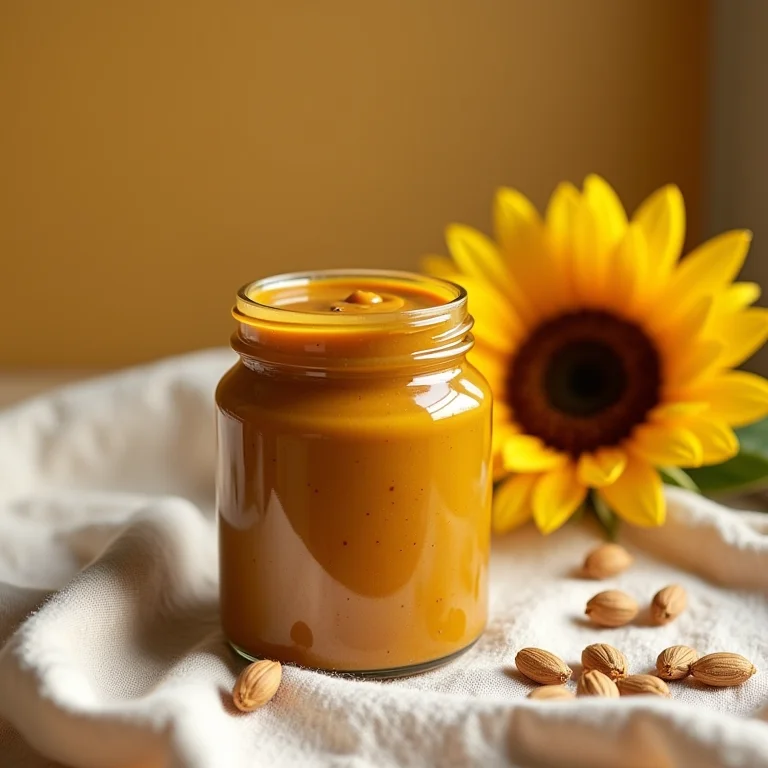 Manteiga de semente de girassol em pote.