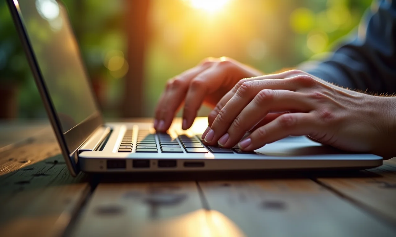 Mãos digitando conteúdo de qualidade em um teclado.
