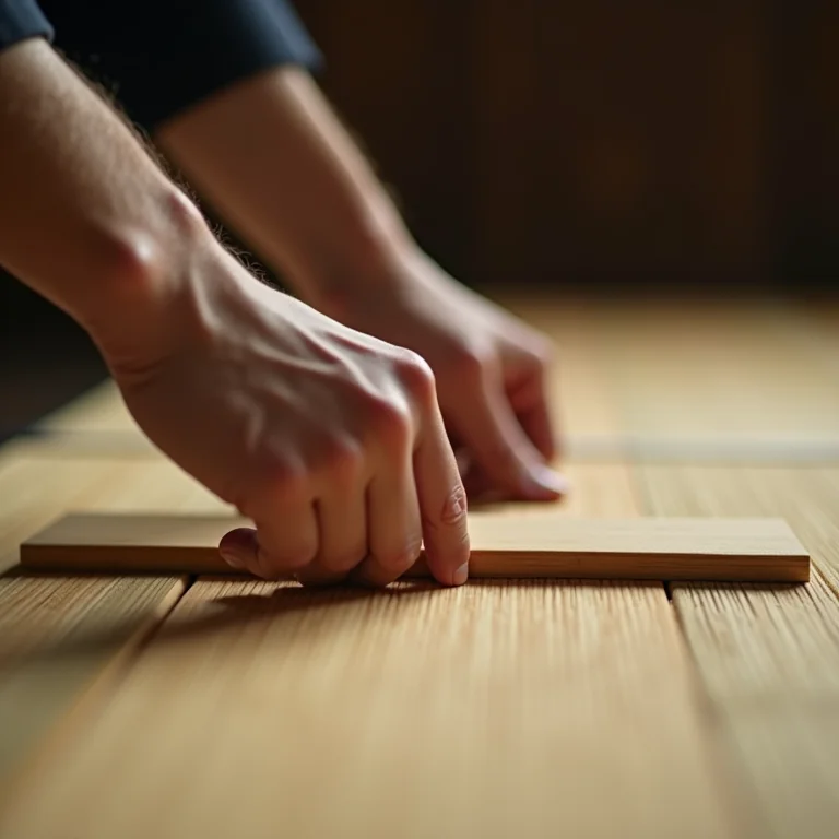 Mãos substituindo uma placa de tatame.