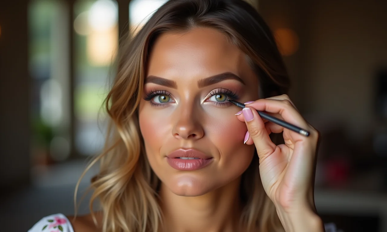 Maquiador profissional demonstrando técnica de cut crease.