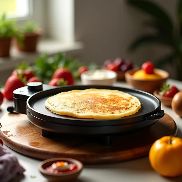 Máquina elétrica de crepe em uso.