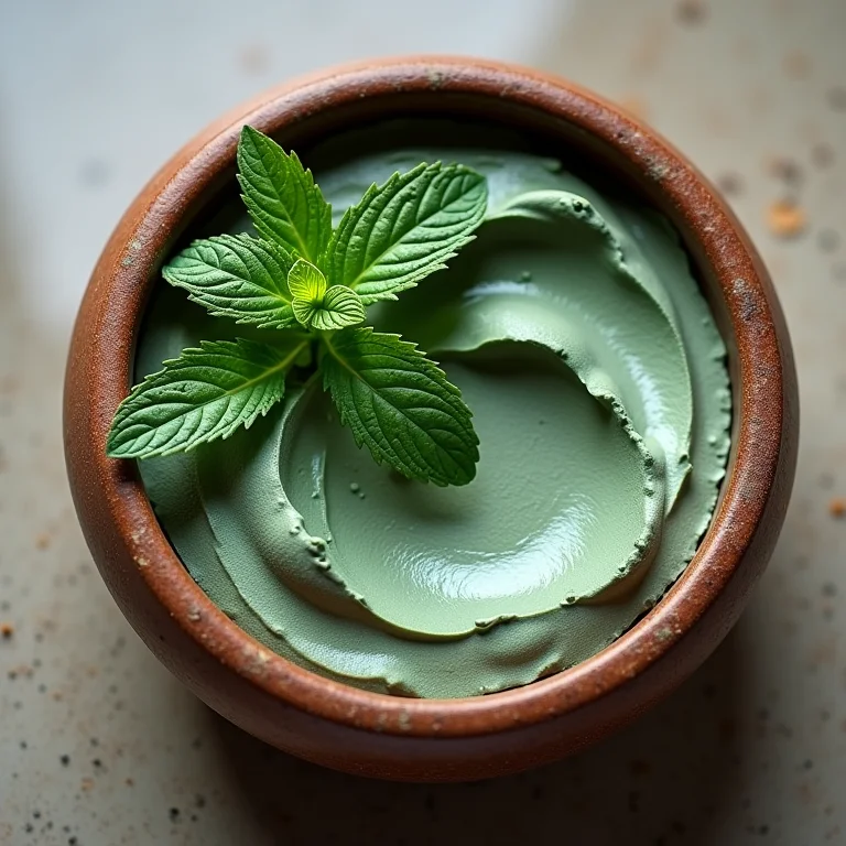 Máscara facial de hortelã e argila verde