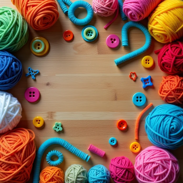 Materiais de artesanato coloridos para criar personagens.