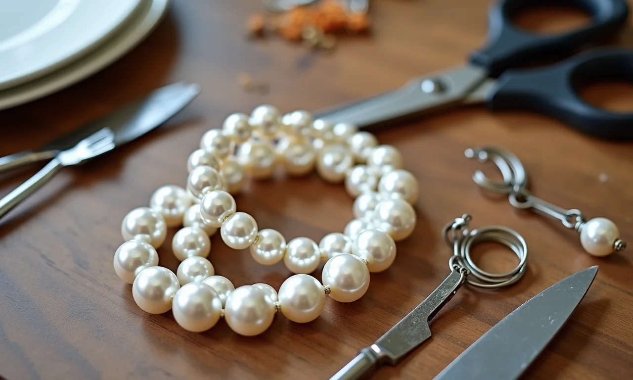 Materiais para criar porta guardanapos de pérolas.