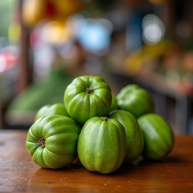 Maxixes frescos em feira livre brasileira, textura em destaque.