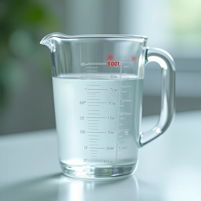 Medindo a água oxigenada para descolorir o cabelo.