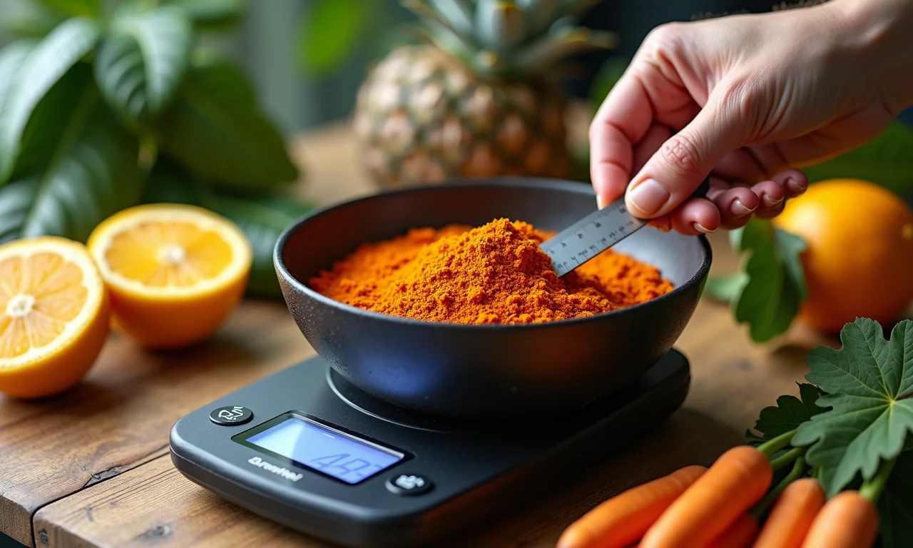 Medindo ingredientes para tingimento natural: quantidades precisas.