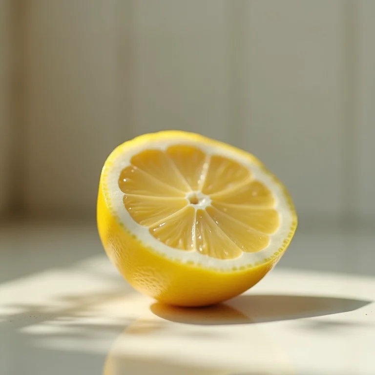 Meio limão ao lado de um fogão limpo, mostrando o poder desengordurante.