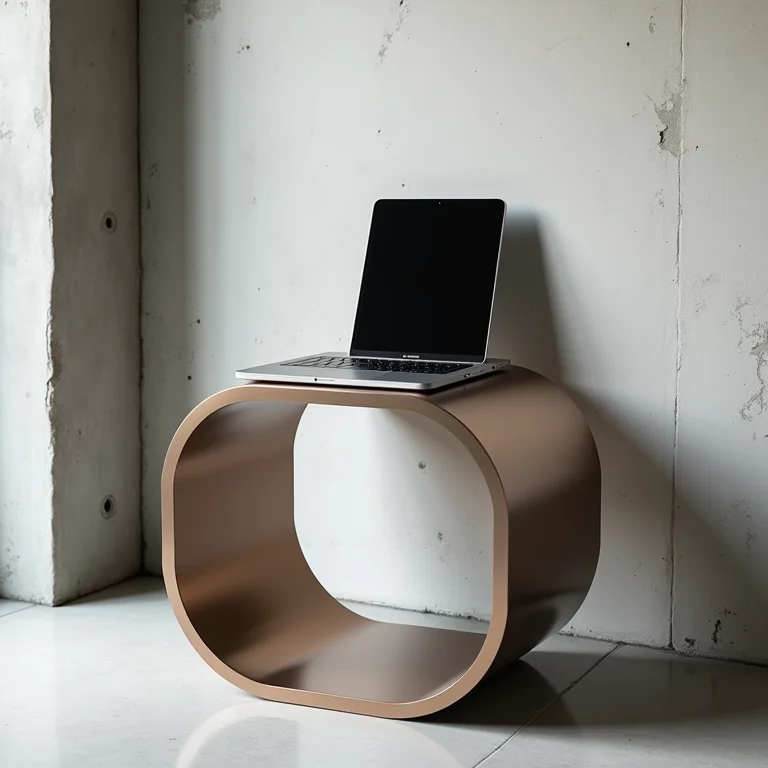 Mesa lateral em C de metal com tablet